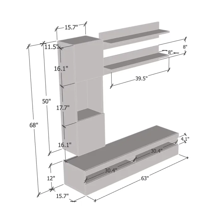 Fly H3 35TV Wall Mounted Floating Modern Entertainment Center - Image 5